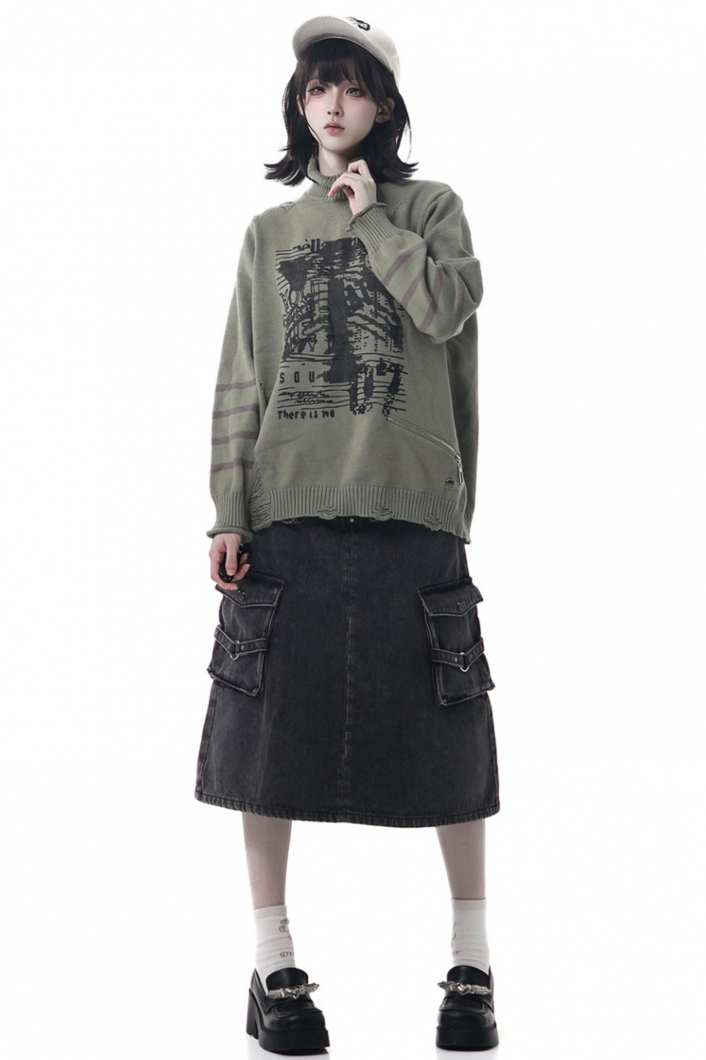 ストライプパッチワークデザインセーター