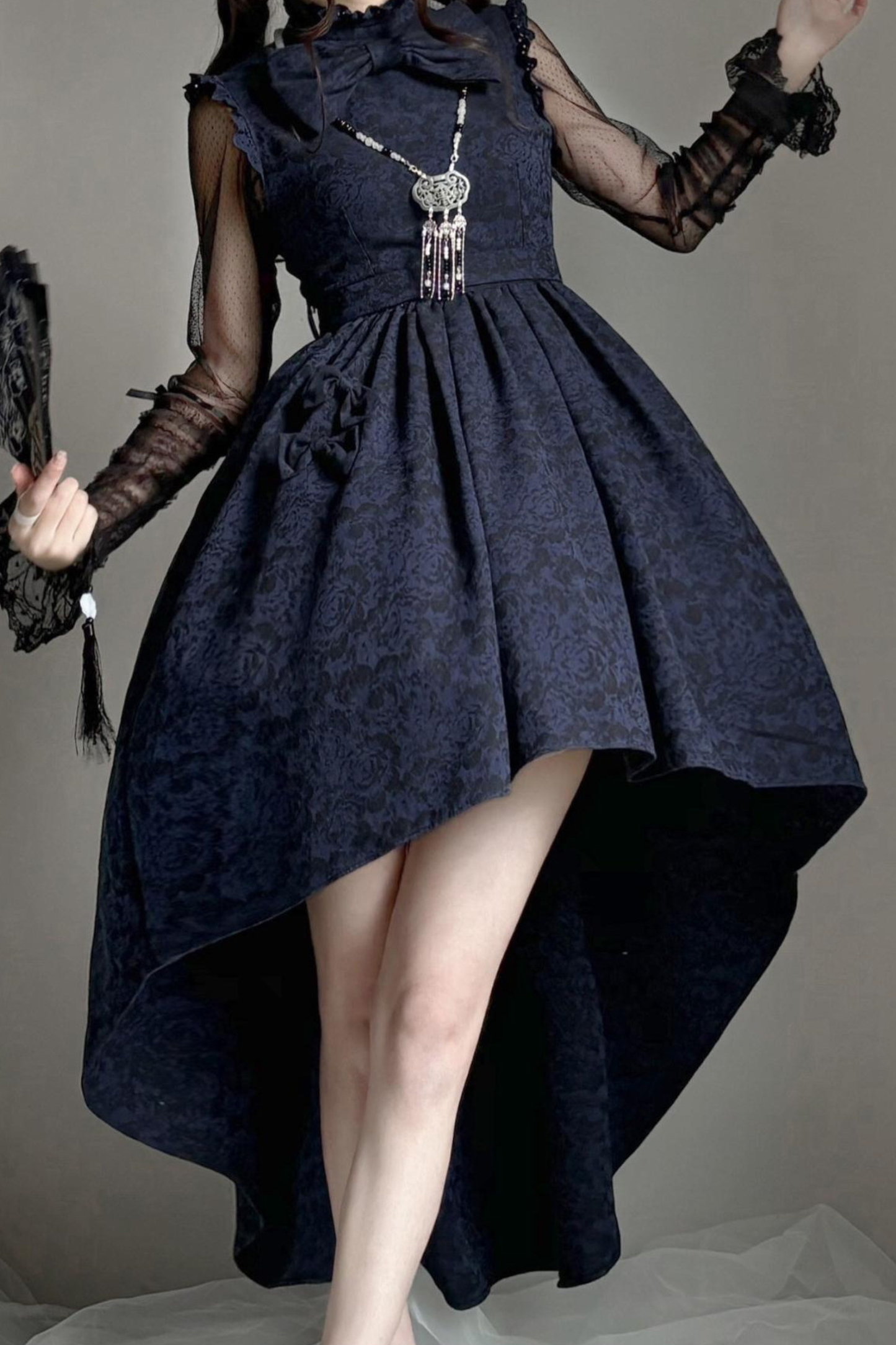 Sleeveless Fishtail Elegant Dress + Sheer Top