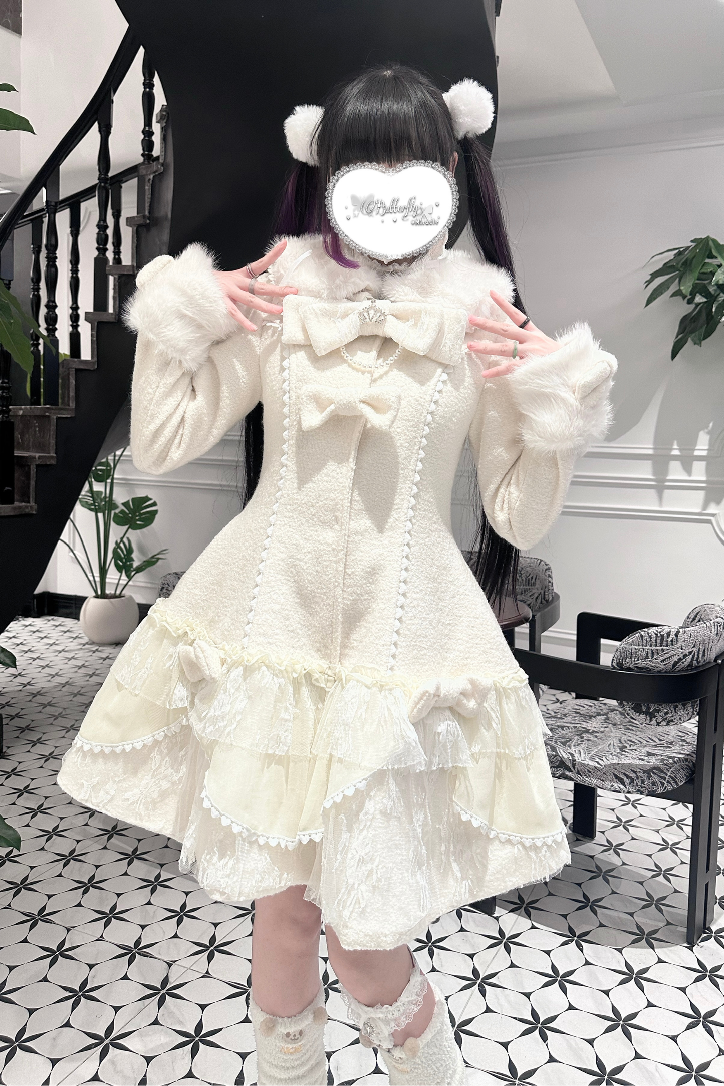 ガーリースノーリボンコート