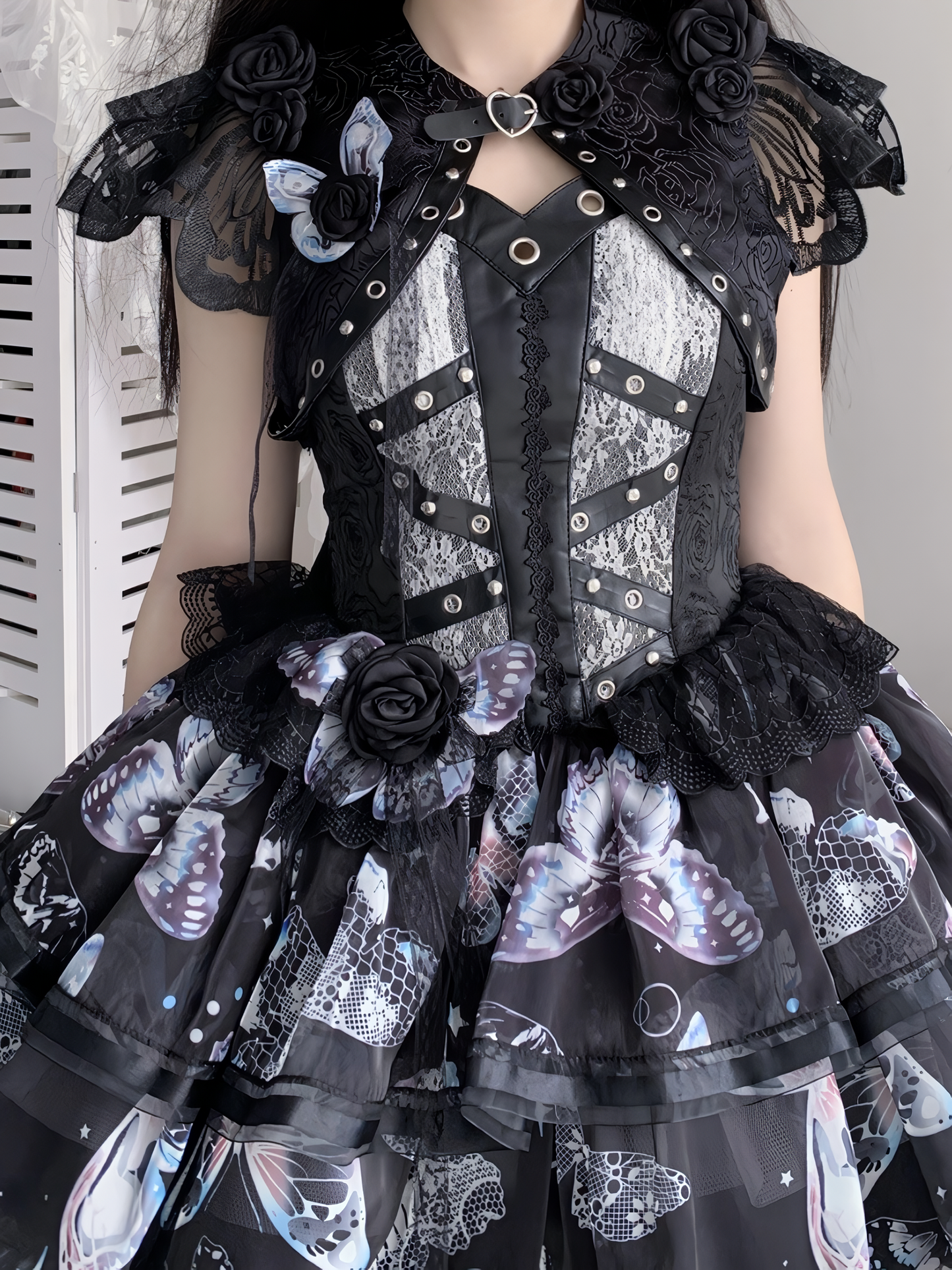 [Deadline for reservations: June 28] Dark Gothic Punk Butterfly Lolita Dress