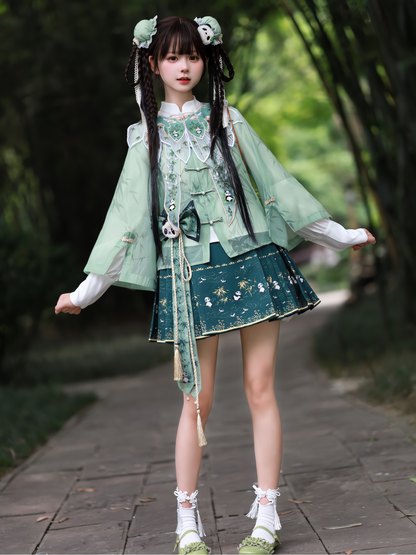 Japanese Pattern Green Panda China Lolita Set