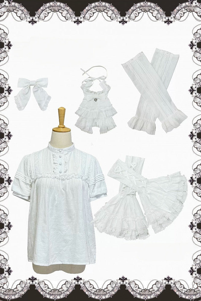 【10月3日予約締切】Black/White Elegant Gothic Puff Sleeve Shirt Full Set