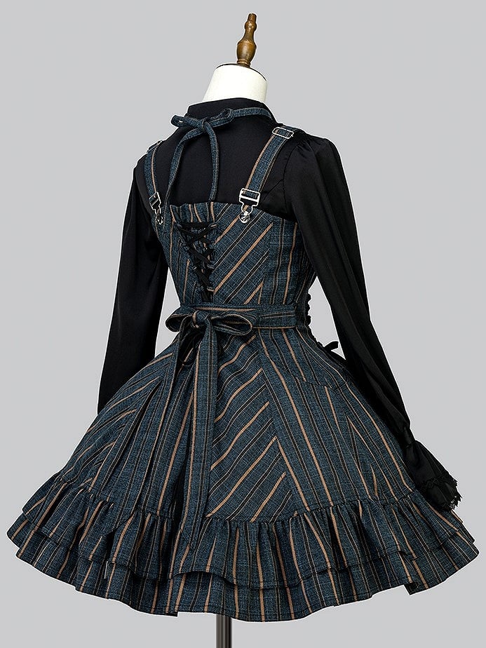 【12月29日予約締切】ゴシックロリータストライプリボンサスドレス