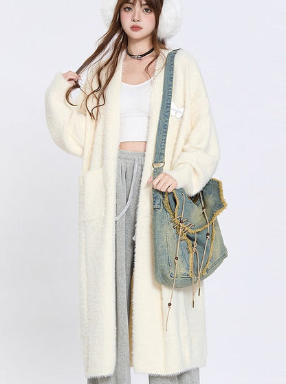 American Style Loose Long Cardigan Knit