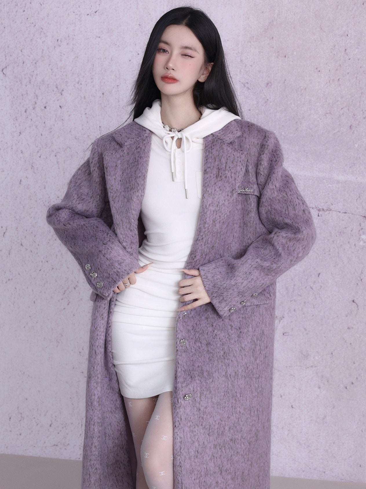 Manteau surdimensionné classique violet