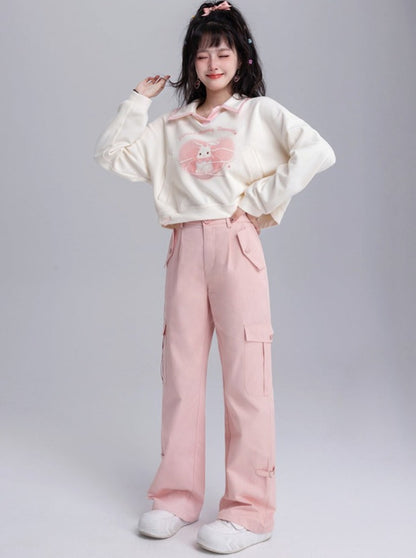 Loose Straight High Waist Cargo Pants