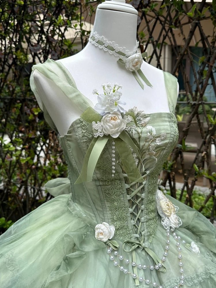 [Order Deadline: April 5] Green Fairy Wizard Floral Lolita Dress + Full Set + Accessories