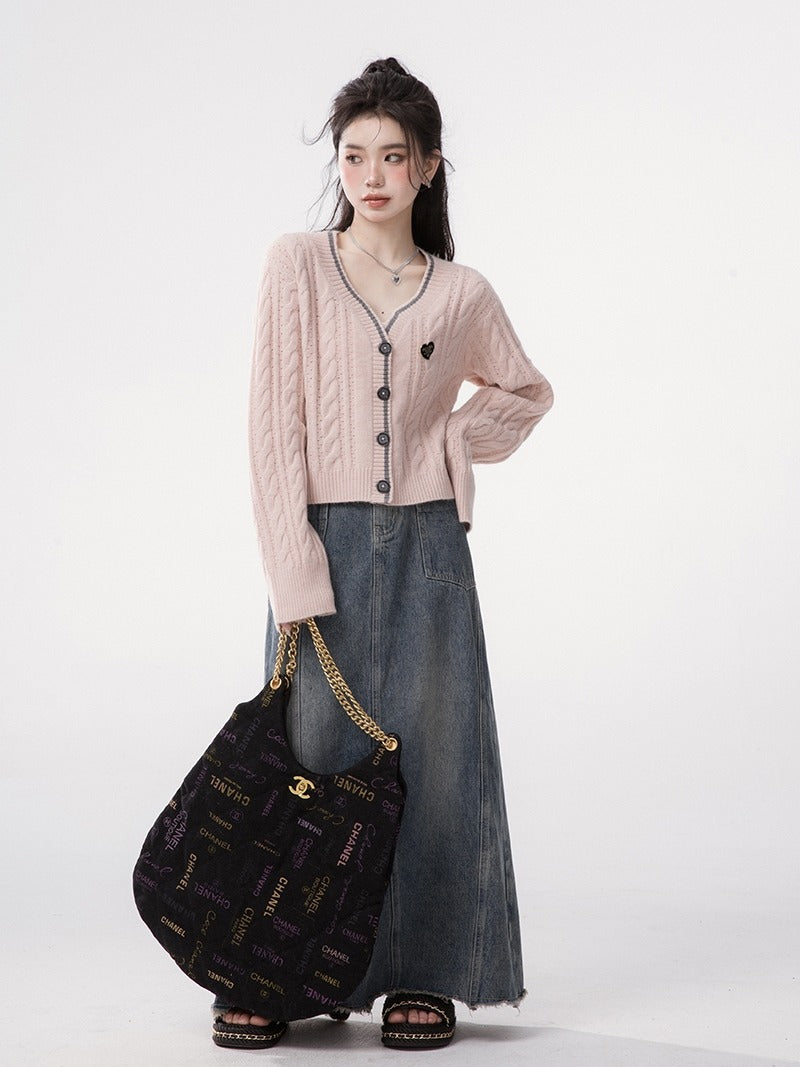 Dorothy Pink Short Style Eyelet Casual Slim Cardigan