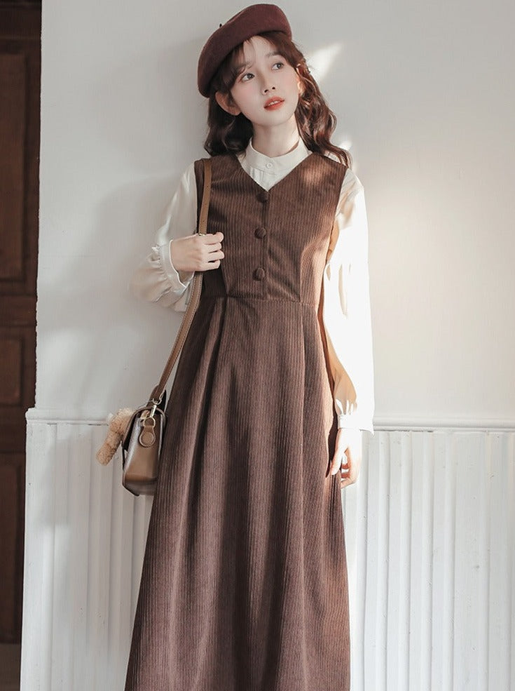 Button down 2024 suspender skirt