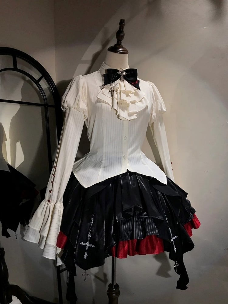 【12月3日予約締切】inverted spell contract ダークゴシックウィッチレッドドレスフルセット＋シャツ＋ベスト＋スカート
