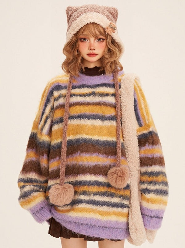 Cat Ear Pompom Knit Hat