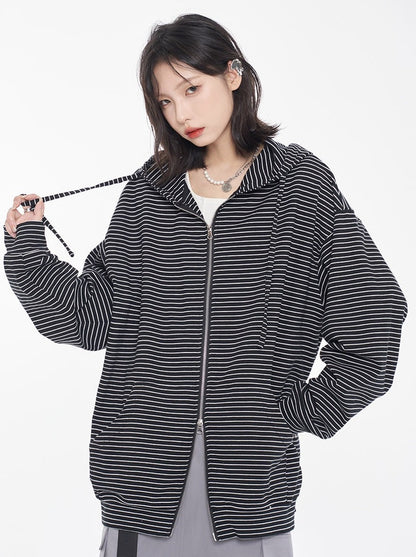 Mode Striped Hooded Hoodie