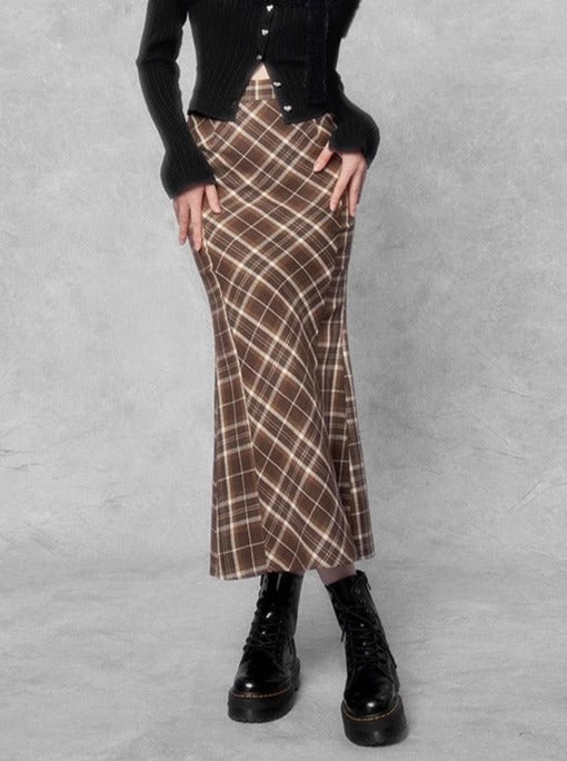 Argyle Tight Retro Long Skirt