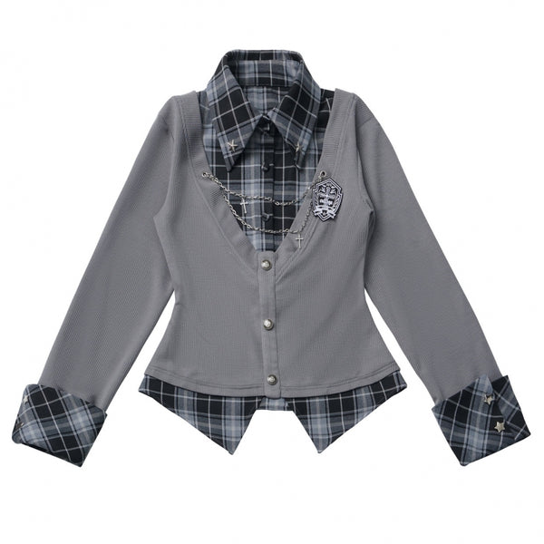 College roll-up shirt + skirt + tie