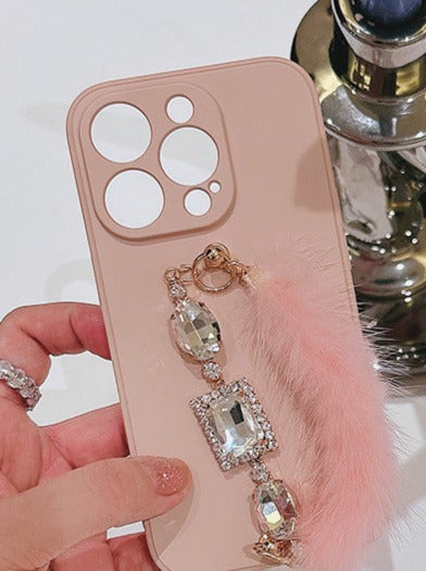 Rhinestone Chain Mink Fur Smartphone Case
