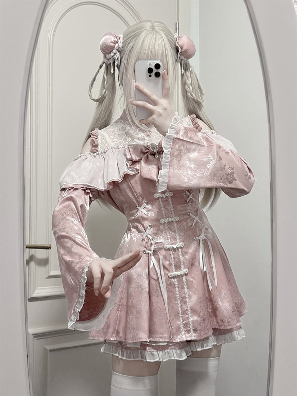 【数量限定】地雷チャイナピンク・アクアドレスセットアップ