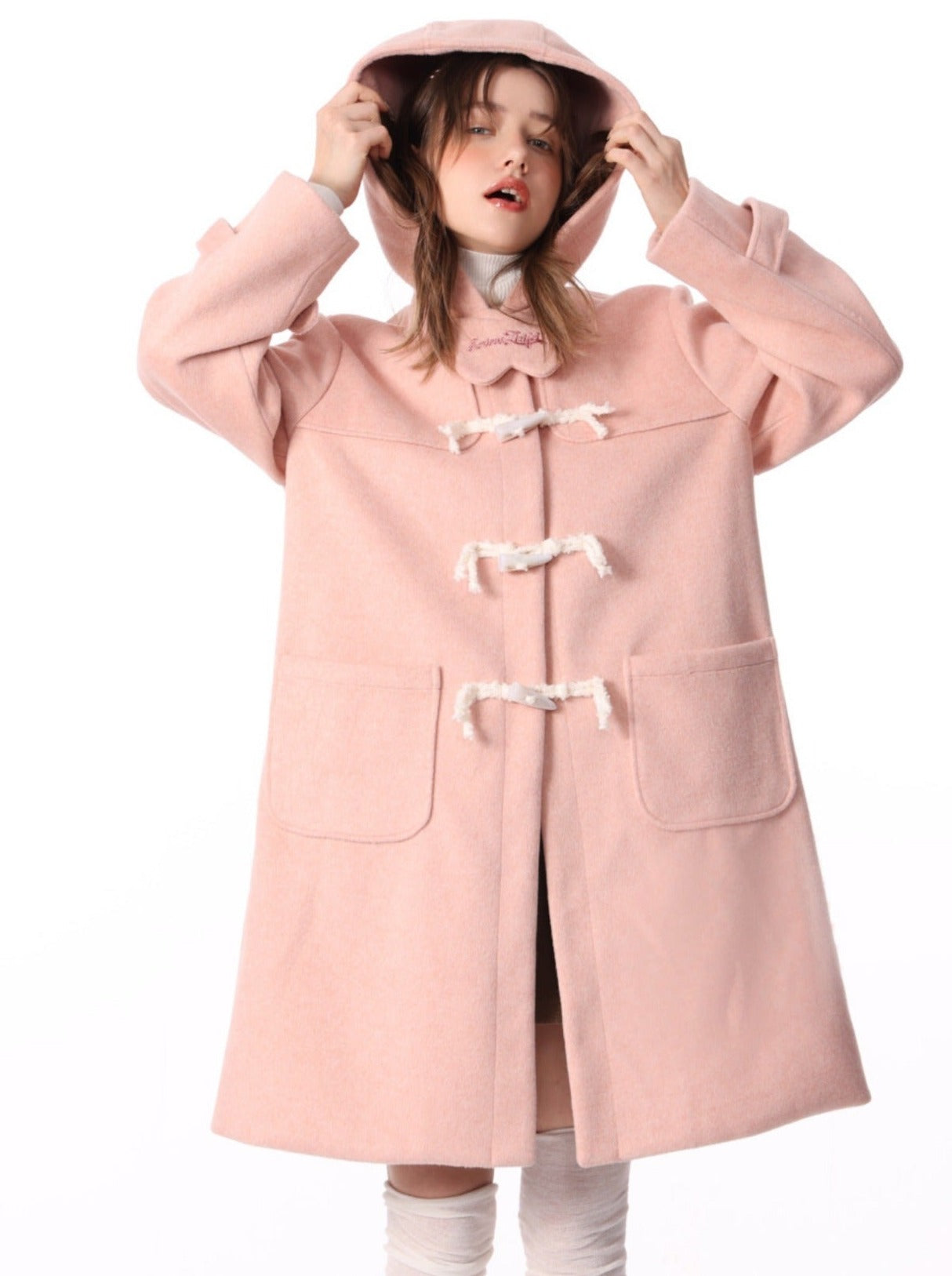 Mid-length Hooded Wool Coat