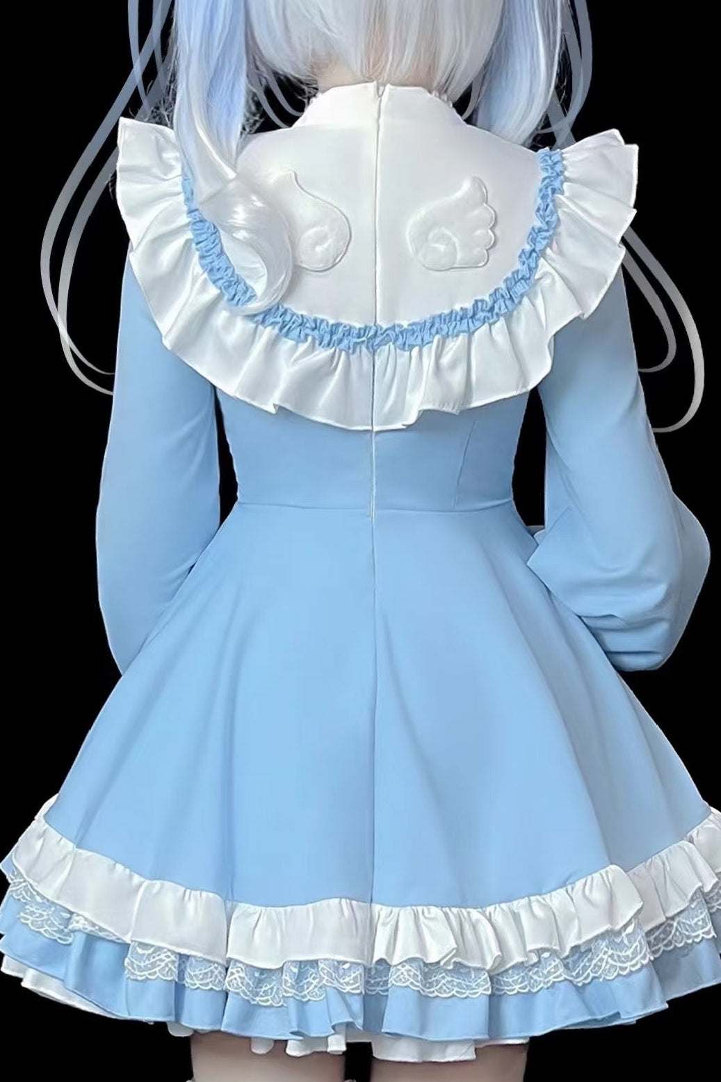 【Angelic Aesthetic👼】Stand Collar Cross Angel Tiered Ribbon Dress