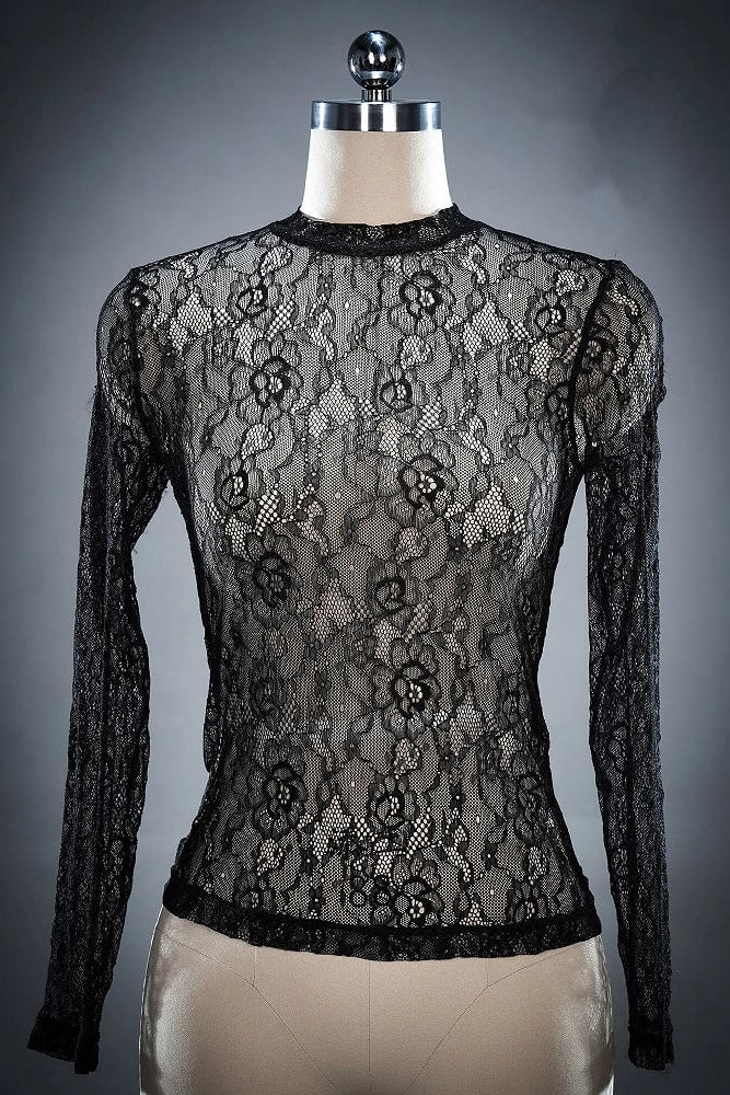 [Date limite de réservation : 8 juillet] Hauts en dentelle florale transparente gothique victorienne blanc/noir + jupe asymétrique en dentelle superposée (avec short intérieur)