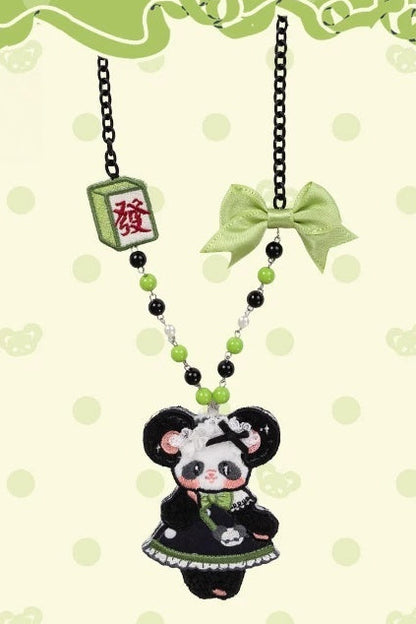 [Reservierungsschluss am 1025] Pink/Grüne Chinoiserie-Lolita-Sweet-Panda-Serie Accessoires (Teetassen-inspirierter Minihut, Pandaohren-Haube, Pandaohren-KC, Pandaohren-Barett, Haarclip, Halskette, Handtasche, Quastenbrosche, Socken)
