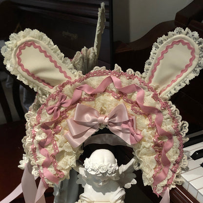 【12月17日予約締切】ピンクフローラルスイートロリータティアードドレス＋うさ耳ボンネット＋アクセサリー