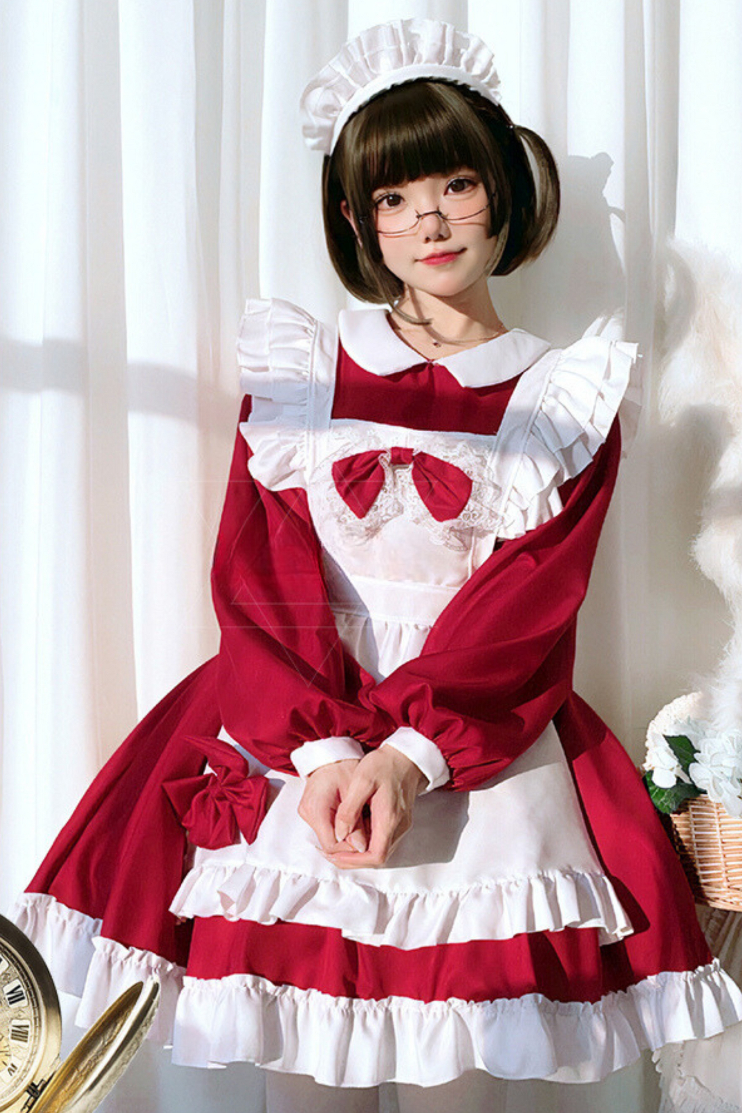 Sweet Red Ribbon Maid Set