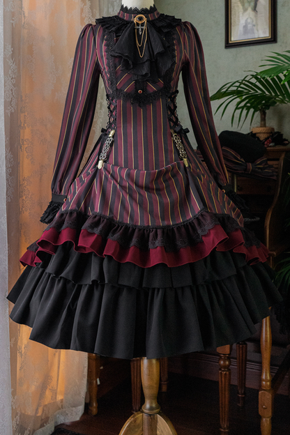 Retro Striped Elegant Gothic Lolita Dress