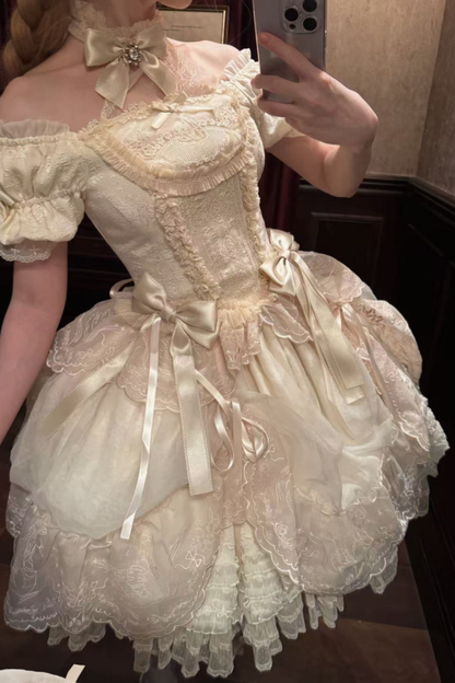 Moon River Lolita Puff Sleeve Top + Vest + Skirt