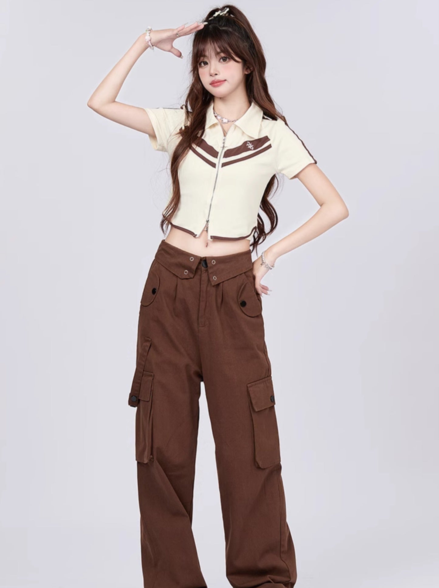 American Retro Flap Waist Straight Cargo Pants