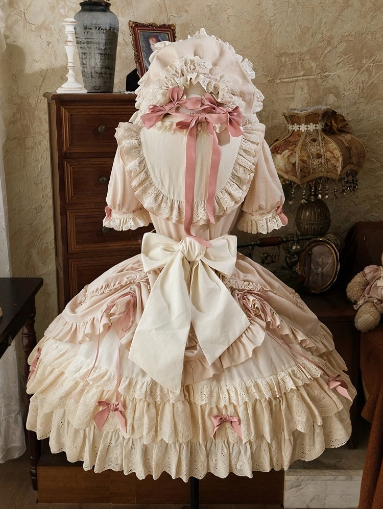 【4월 1일 예약마감】미러돌 앤티크 풀업 레이어드 원피스 + 풀 세트