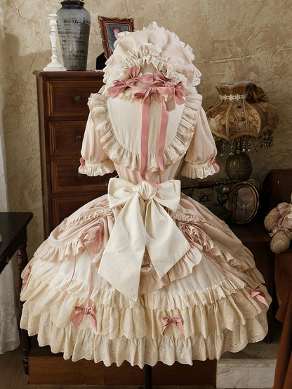 【4월 1일 예약마감】미러돌 앤티크 풀업 레이어드 원피스 + 풀 세트