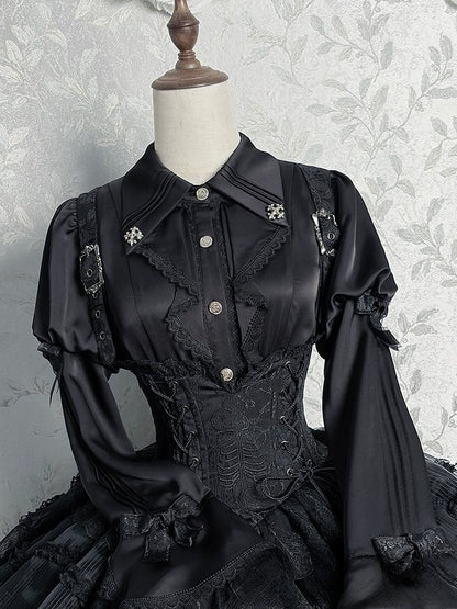 【12月8日予約締切】Black Mist Banquet ゴシックレースジュリエットスリーブシャツ