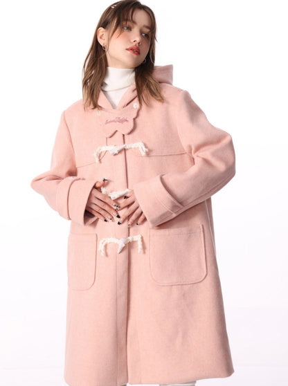 Mid-length Hooded Wool Coat