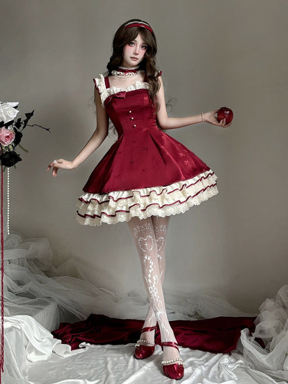 【1月29日予約締切】エレガントルージュロリータフリルリボンサスドレス＋チョーカー