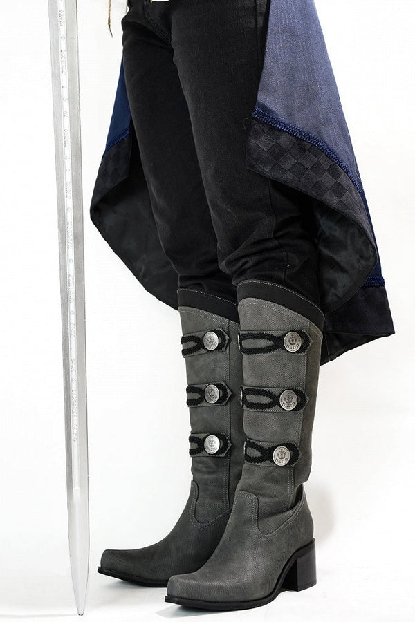 【9月7日予約締切】Black/White/Gray Gothic Lolita Prince Square Toe Retro Boots