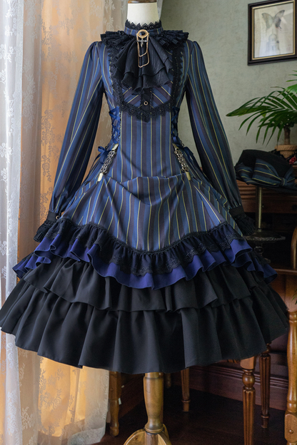 Retro Striped Elegant Gothic Lolita Dress