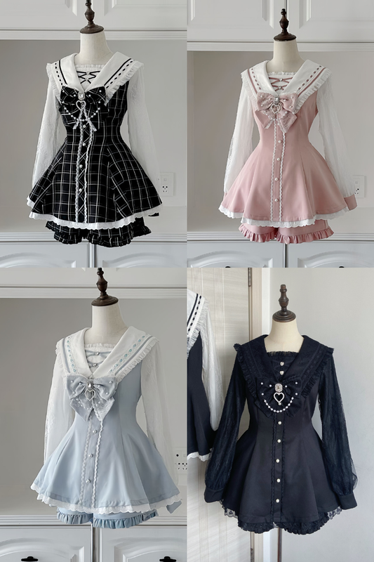 地雷系スイートハートペプラムトップス+ショートパンツ