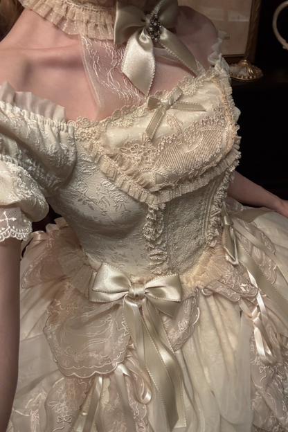 Moon River Lolita Puff Sleeve Top + Vest + Skirt