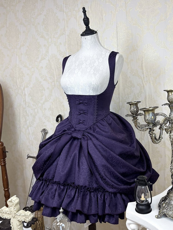 [Pre-order Deadline: April 18] Dark Pattern Gothic Lolita Purple Lace Corset Dress