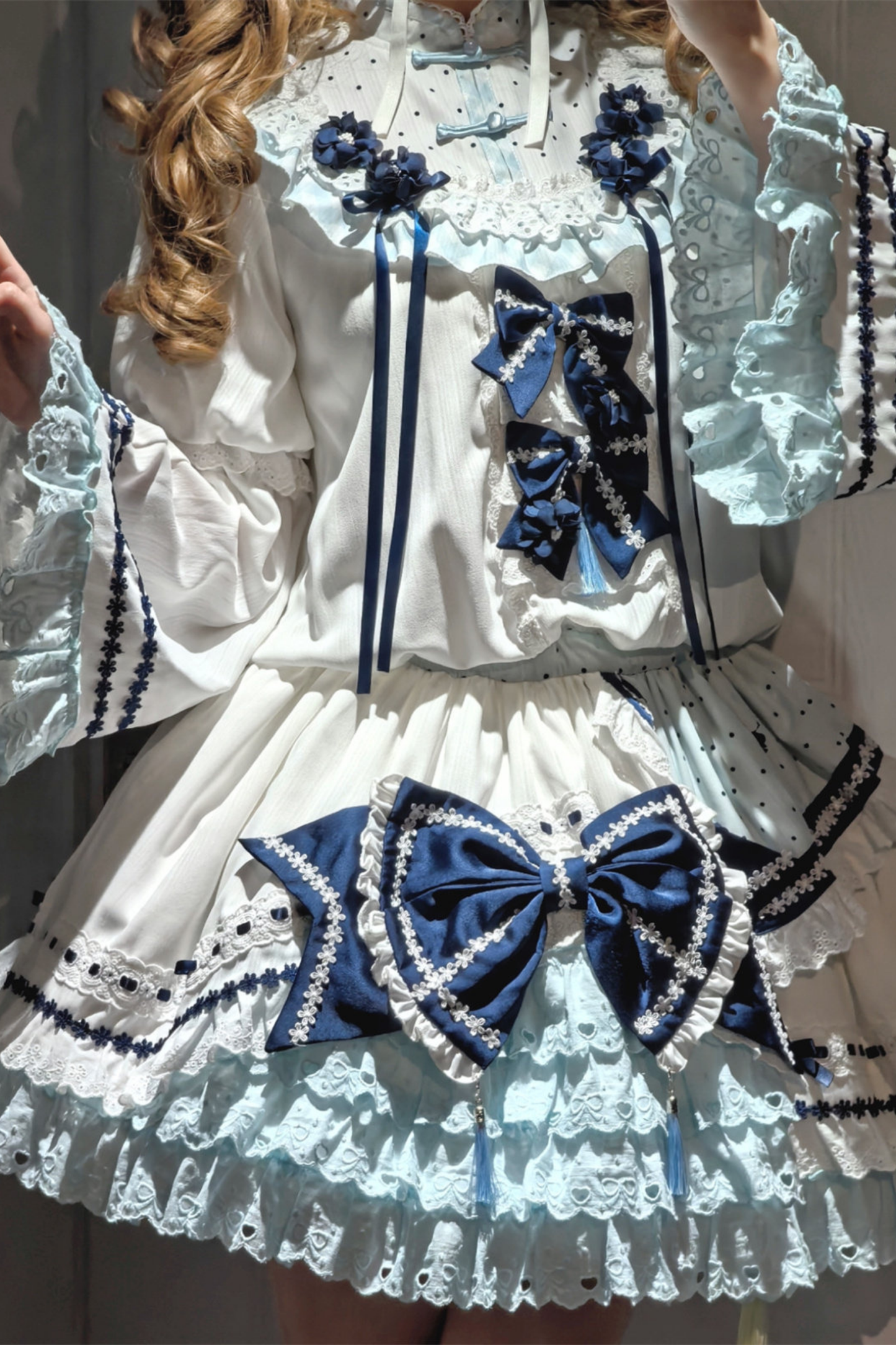 [3월 18일 예약마감] 차이나 드림 원피스 + 점퍼 스커트 + 소매 + 레그 워머 + 머리띠 + 칼라 + 클립 + 리본 + 공주 소매