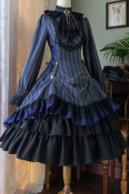 Retro Striped Elegant Gothic Lolita Dress