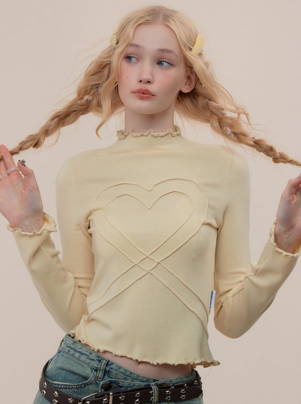 アメリカンレトロラブタートルネックスリムニット