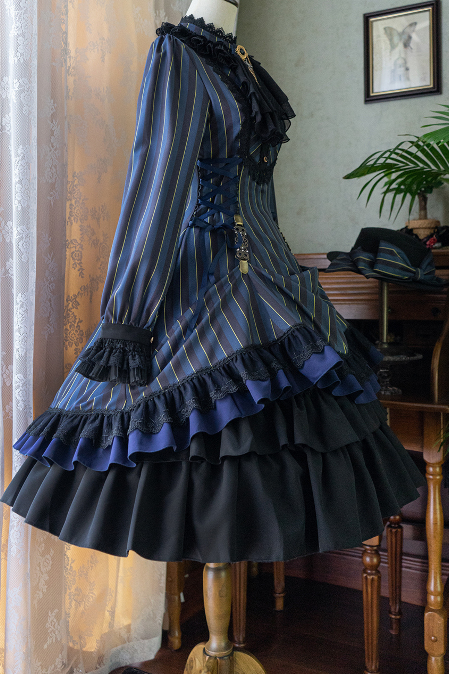 Retro Striped Elegant Gothic Lolita Dress