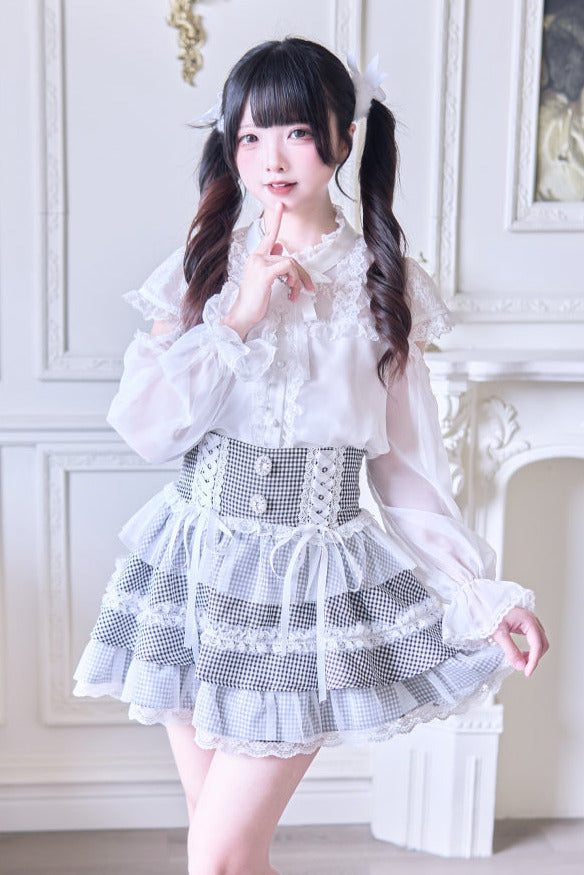 Sweet Ribbon Lace Cake Skirt