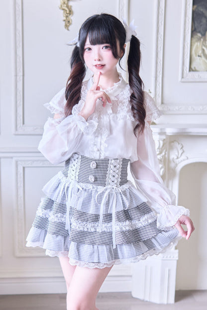 Sweet Ribbon Lace Cake Skirt