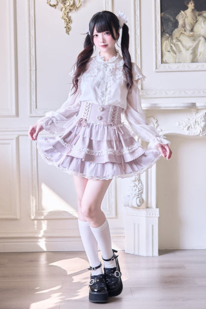 Sweet Ribbon Lace Cake Skirt