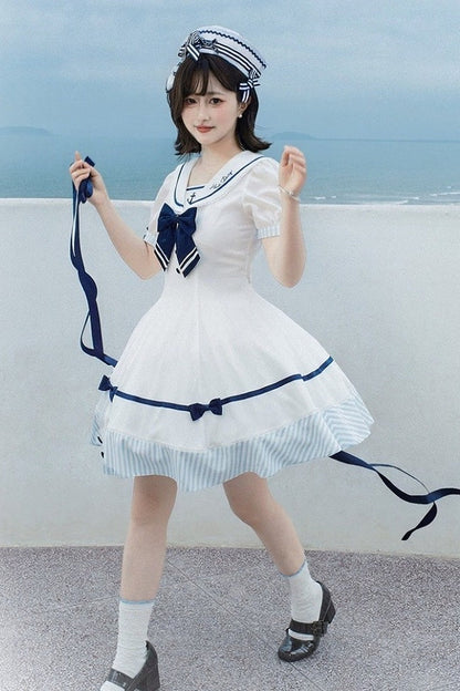 [Vorbestellartikel] Marine-Streifen-Sailor-Lolita-Serie Sailor-Schleifenhut