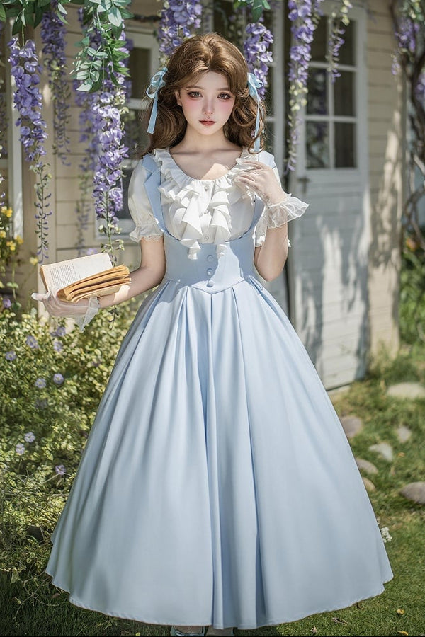 [Pre-order Deadline: April 14] Classic Lapel Shoulder Sweet Lolita Corset Long Suspender Dress