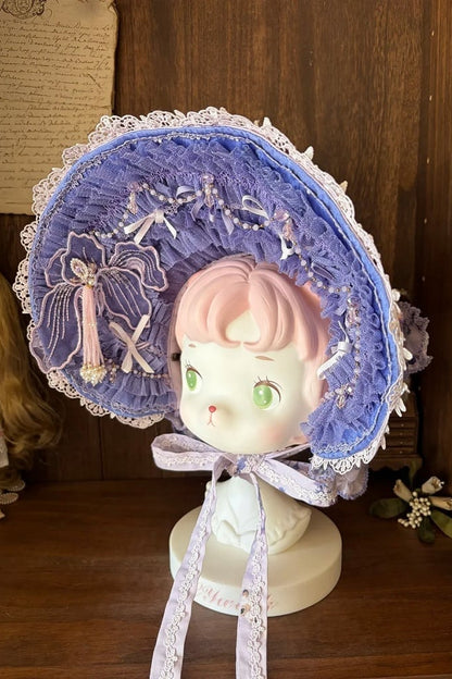 【9月13日予約締切】Purple/Dark Purple Gothic Lolita Elegant Iris Series Accessories(Bonnet / Hair clip with tassel / Hair clip / Brooch)