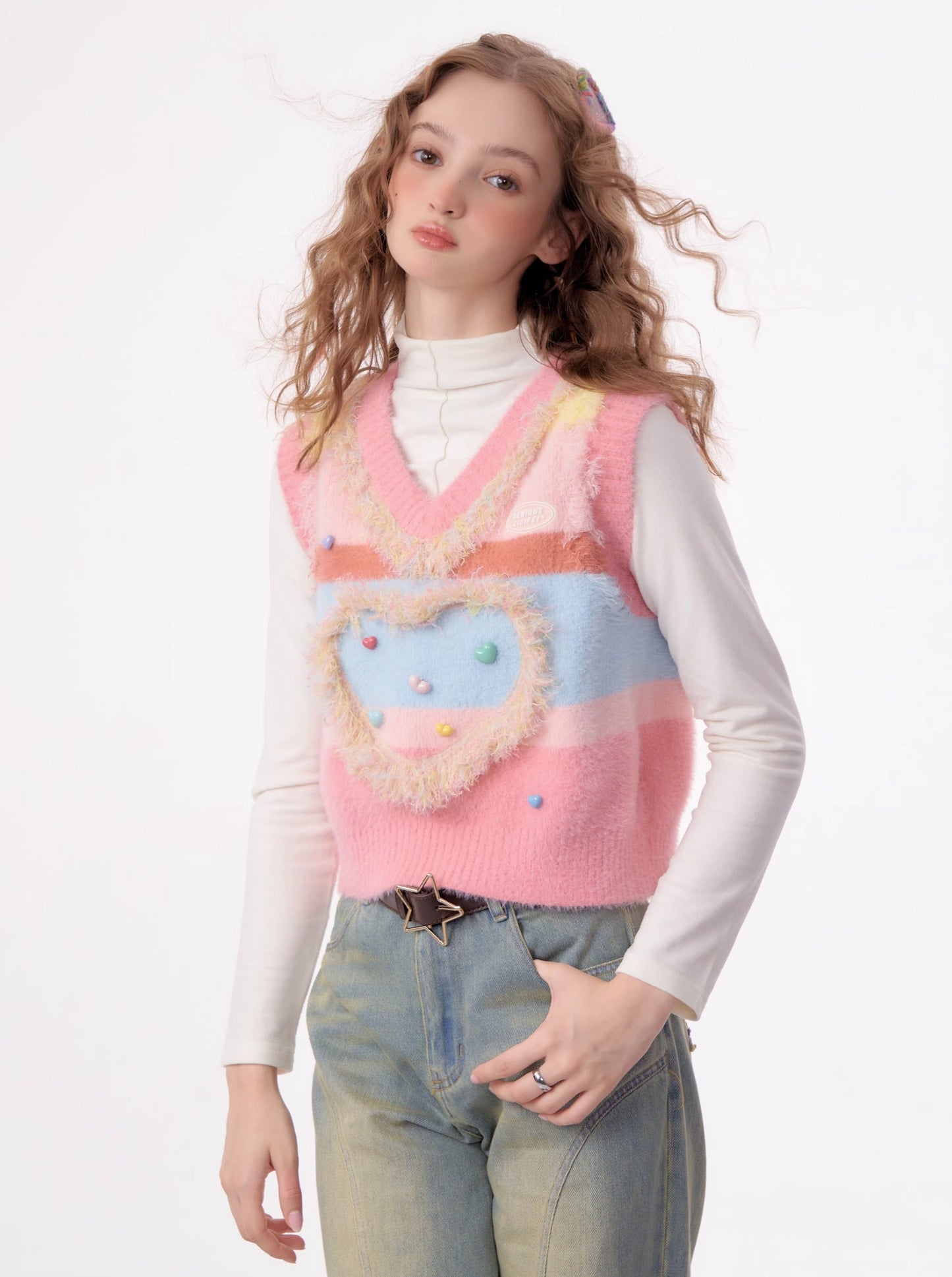 American Retro Pink Tender Love Sweater Fringe Knit Best